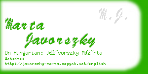 marta javorszky business card